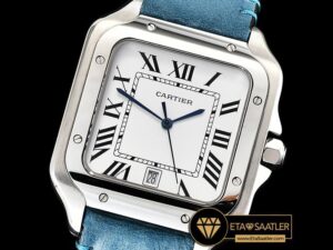 CAR0429E -Santos De Cartier 2018 Mens SSLE (Blue) Wht Swiss Qtz - 01.jpg